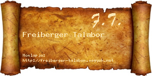 Freiberger Talabor névjegykártya